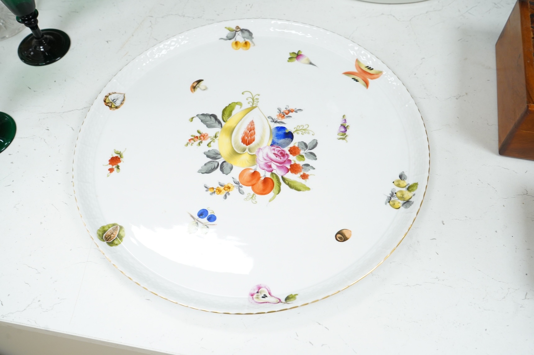 A Herend Fruits and Flowers platter, 37cm